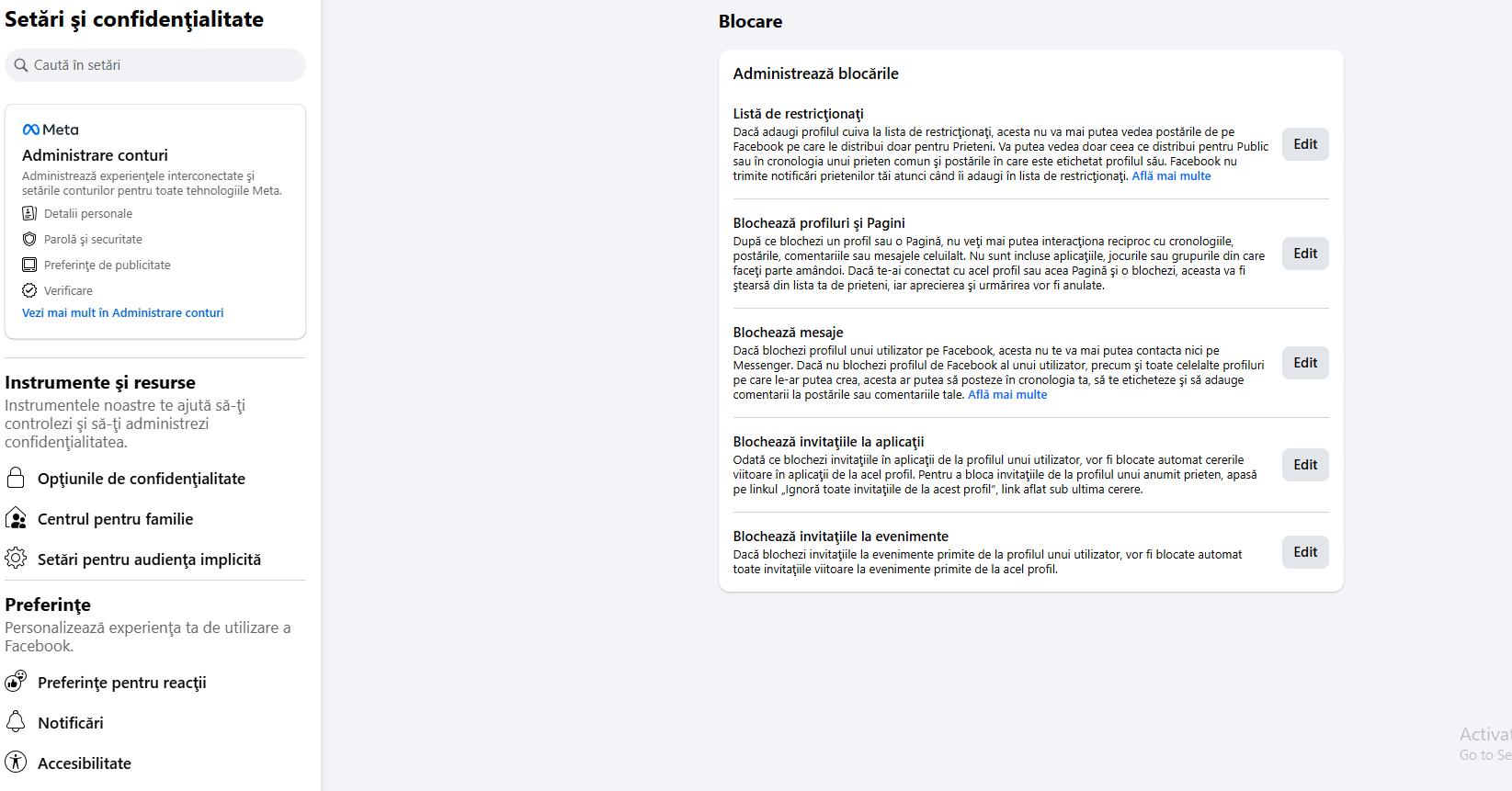 blocare profil facebook